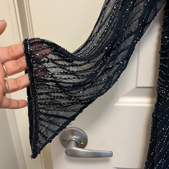 Gorgeous beaded navy dress size 14 - Picture 3 of 12